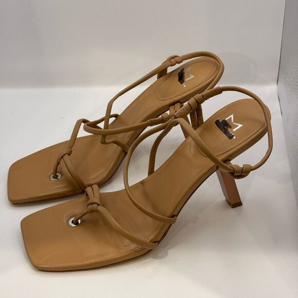 Marc Fisher LTD Womens Gadella Leather Thong Heels Nude Tan NWT Size 9.5 - Picture 4 of 6